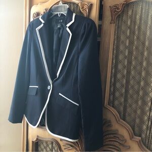 Forever 21 Blue Blazer White Trim